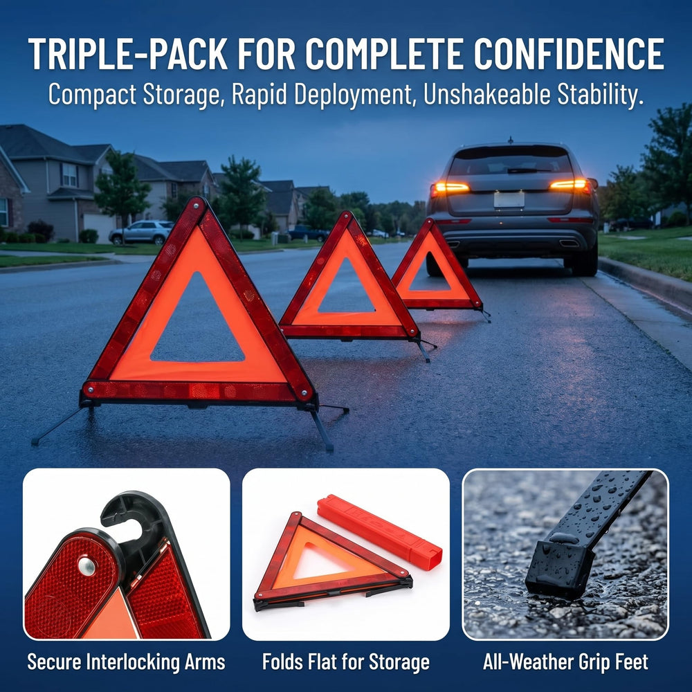 Fasmov triangle held in hand to show compact foldable convenience