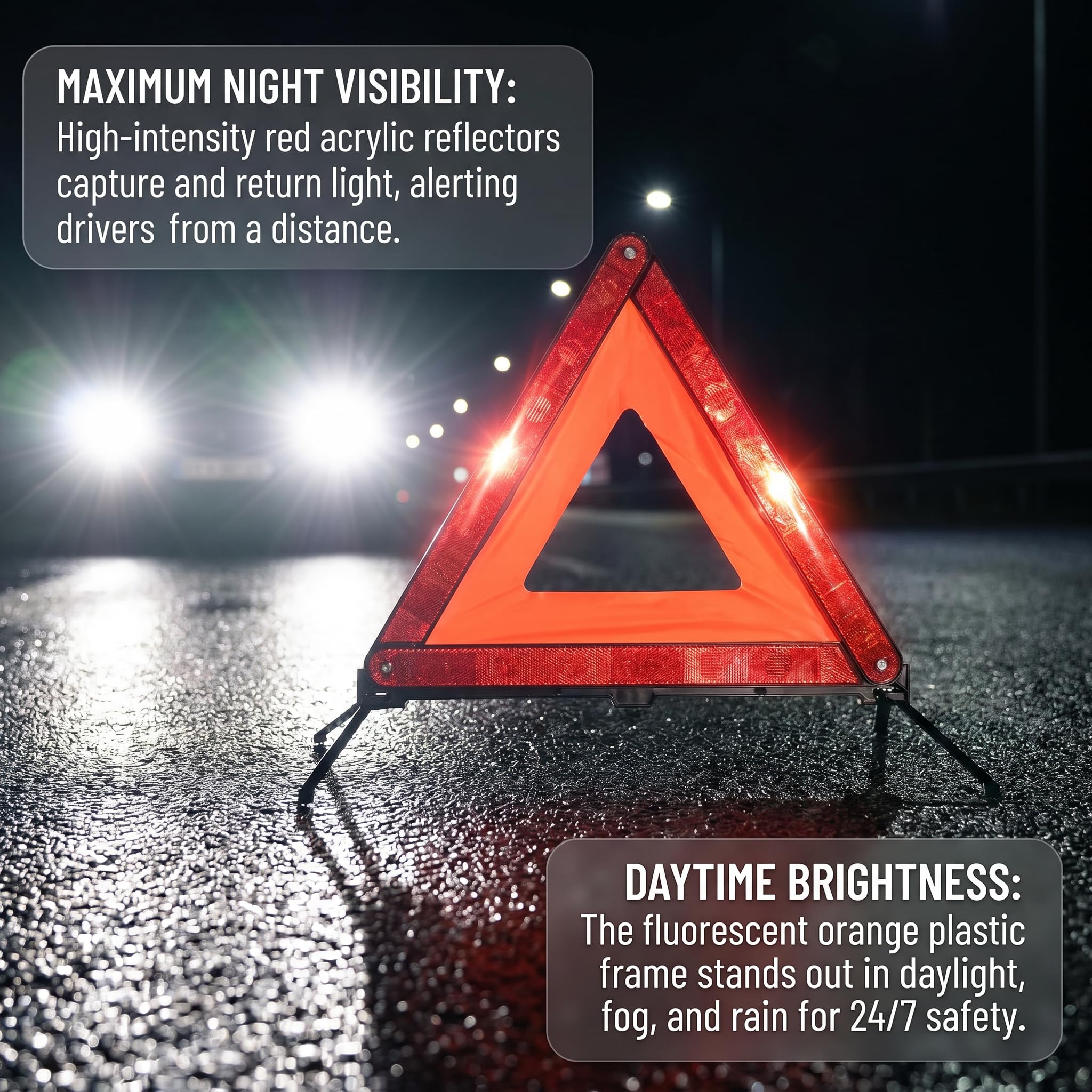 Fasmov three triangles placed at distances to mark hazard approach