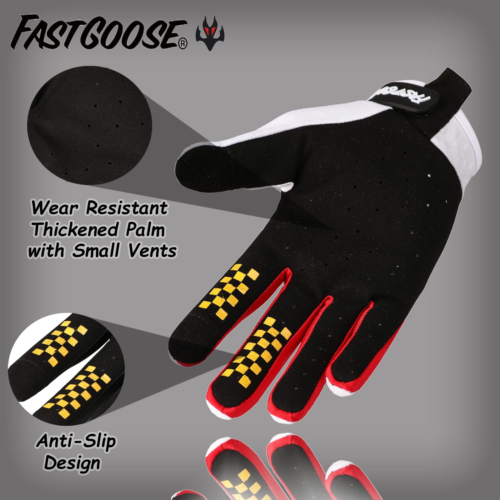 FASTGOOSE stretch Lycra back detail showing ventilation and 360-degree breathability benefit