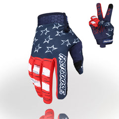 FASTGOOSE front view showing glove fit and sporty blue red colorway for confident style