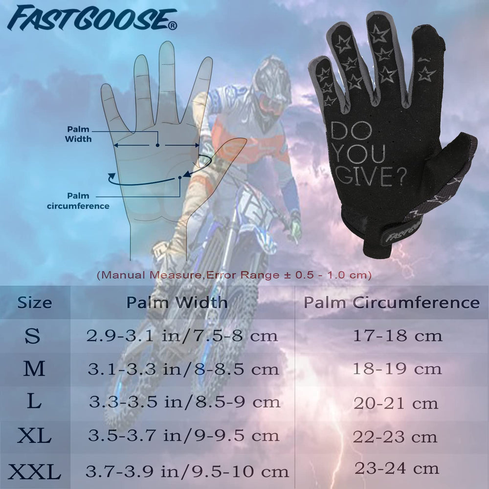FASTGOOSE gloves worn by rider on off-road motorcycle showing breathability and comfort
