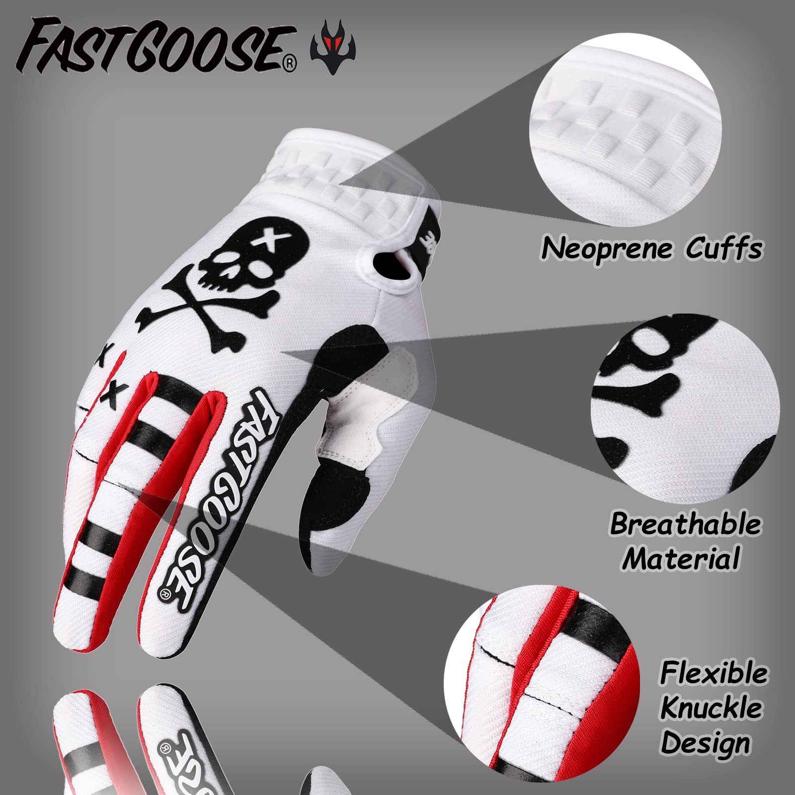 FASTGOOSE close-up of palm and anti-slip print, improves handlebar grip and control