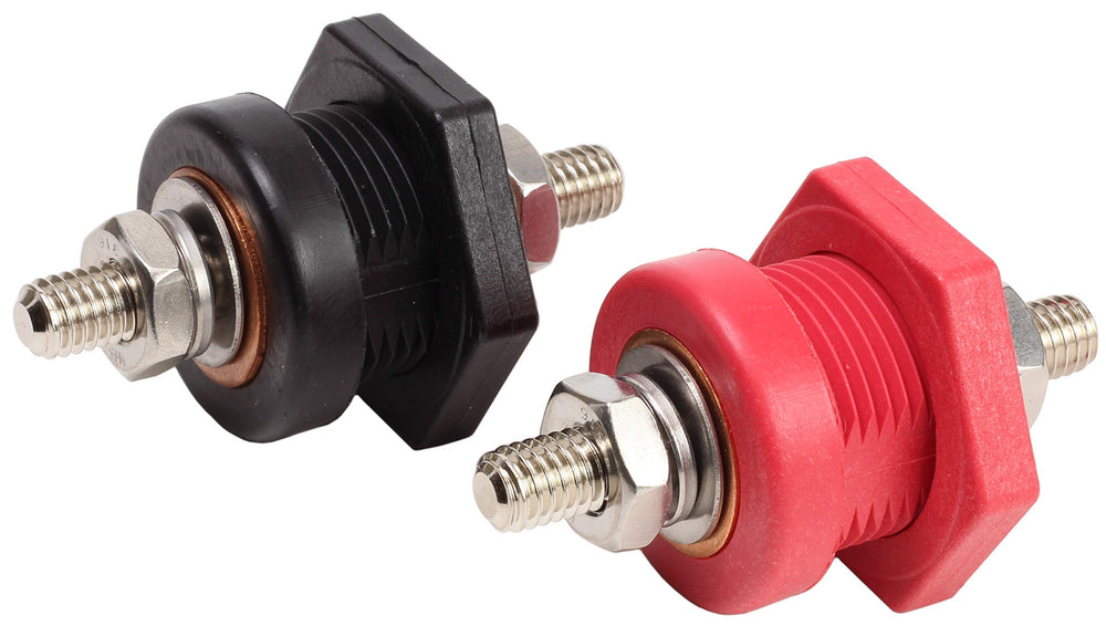 Fastronix front view thru-panel terminal showing stud and flange, clear connection point