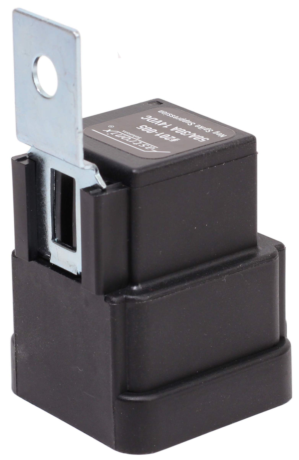 Fastronix relay mounted under a vehicle hood, demonstrates reliable installation and protected routing