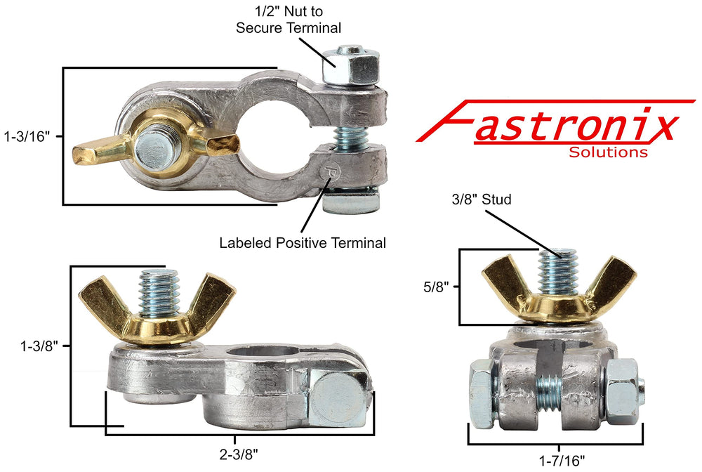 Fastronix negative terminal detail showing 5/16" stud for secure grounding connection