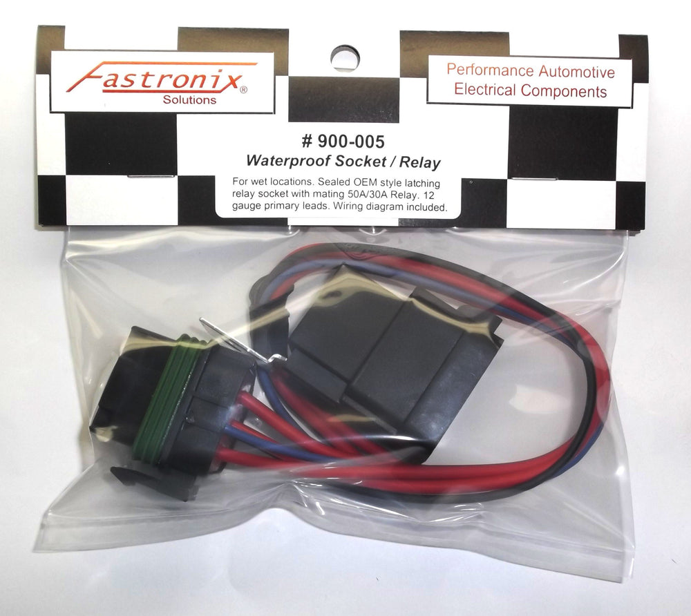 Fastronix relay side profile highlighting sealed housing, protects contacts from moisture and dirt