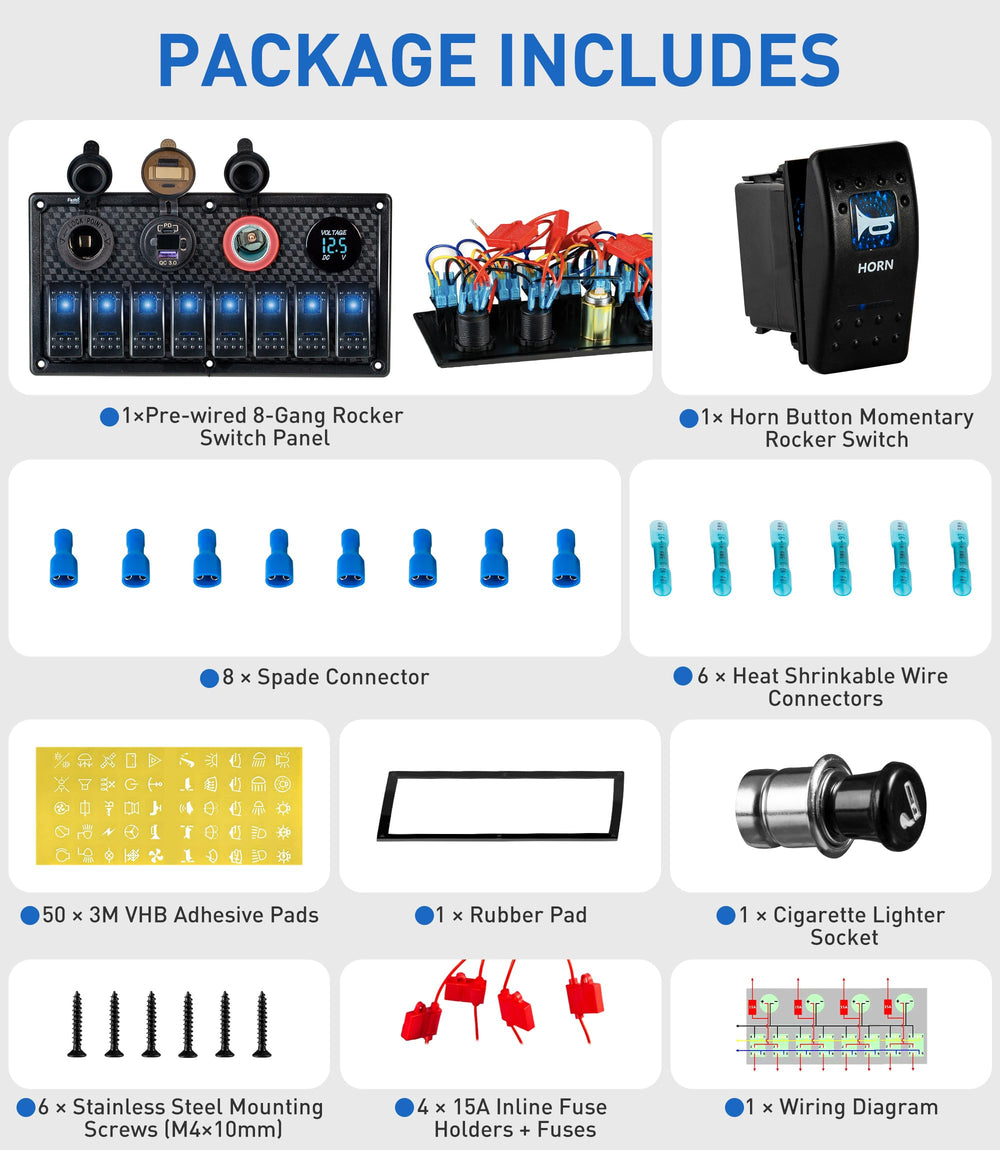 FASTSTORM blue LED illumination at night for quick switch identification and visibility