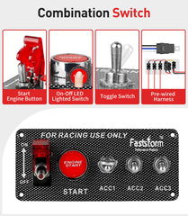 FASTSTORM red engine button closeup highlighting quick-start visibility