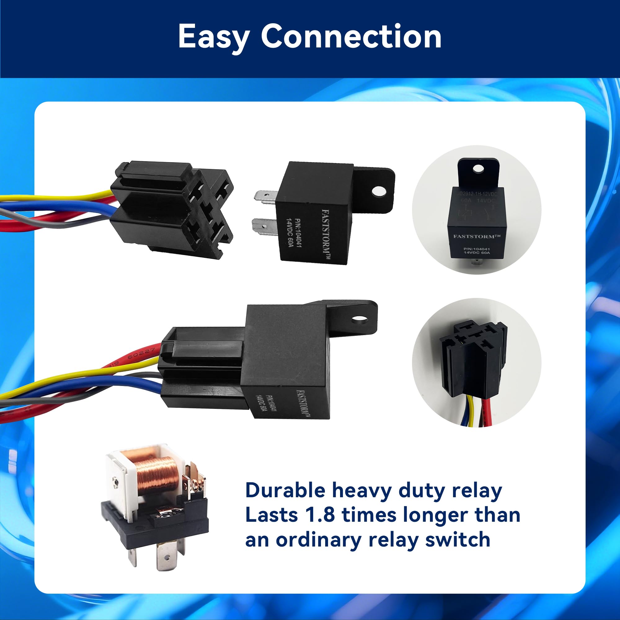 FASTSTORM wiring harness detail with labeled wires for easier installation