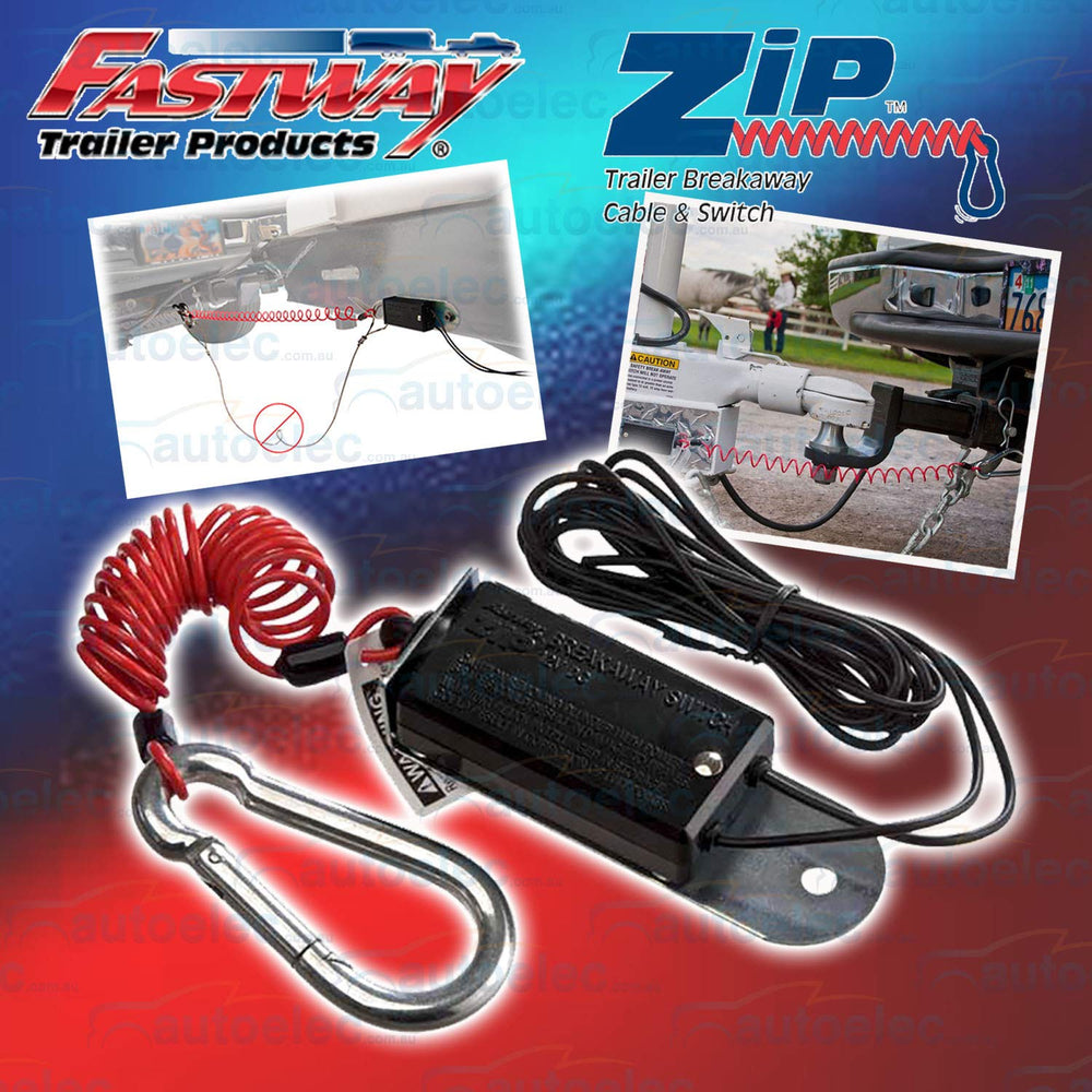Fastway front view of red 4-foot breakaway cable showing full assembly and visibility benefit