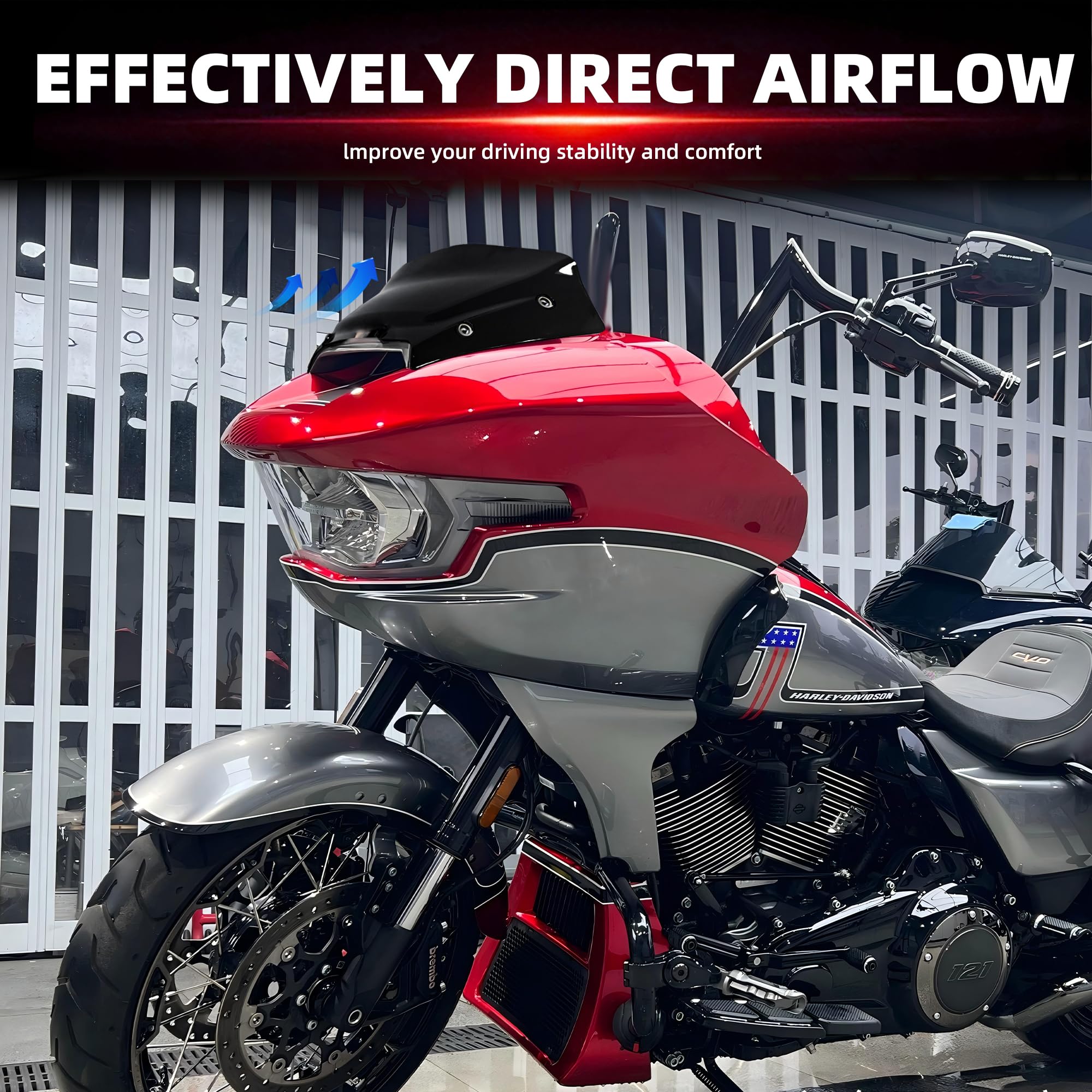 FATECIM angled view on bike demonstrating wind redirection and reduced helmet turbulence