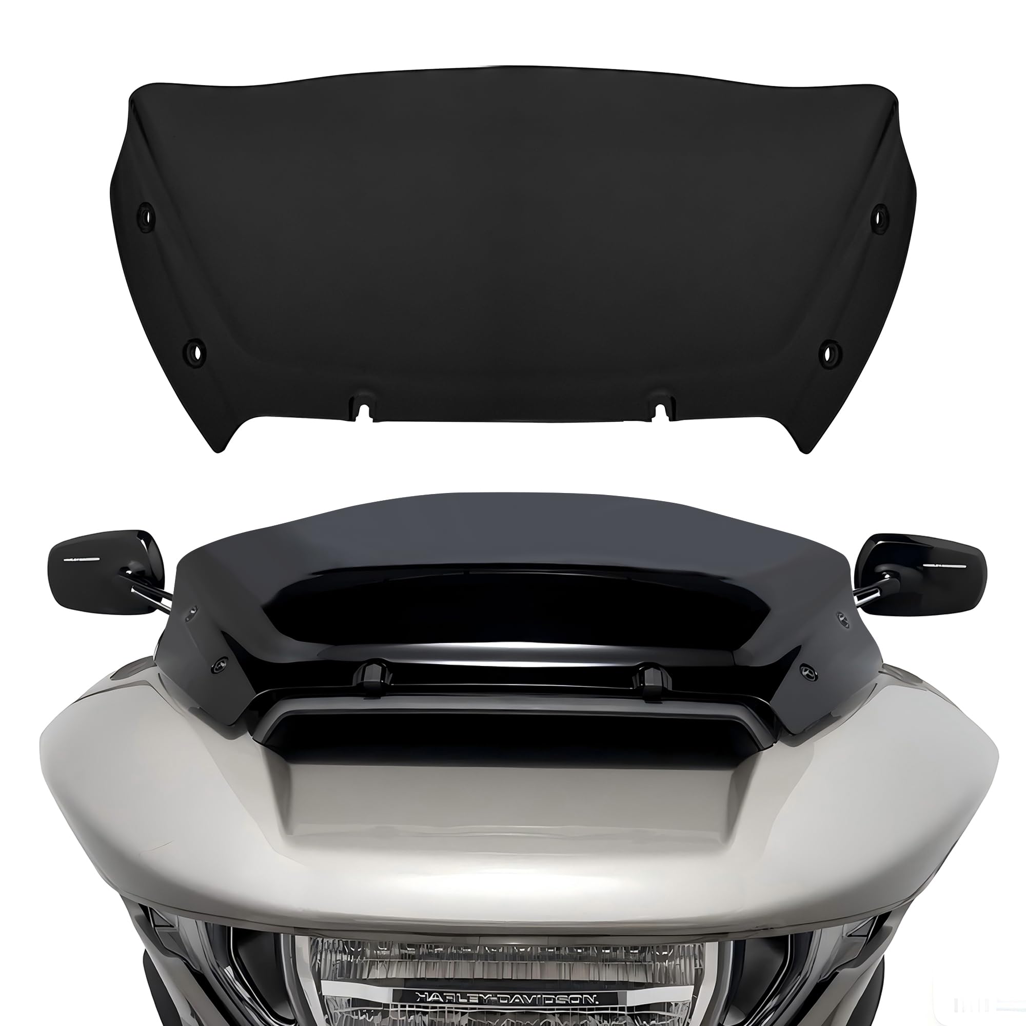 FATECIM front profile dark smoke windshield showing sleek style and reduced wind buffeting