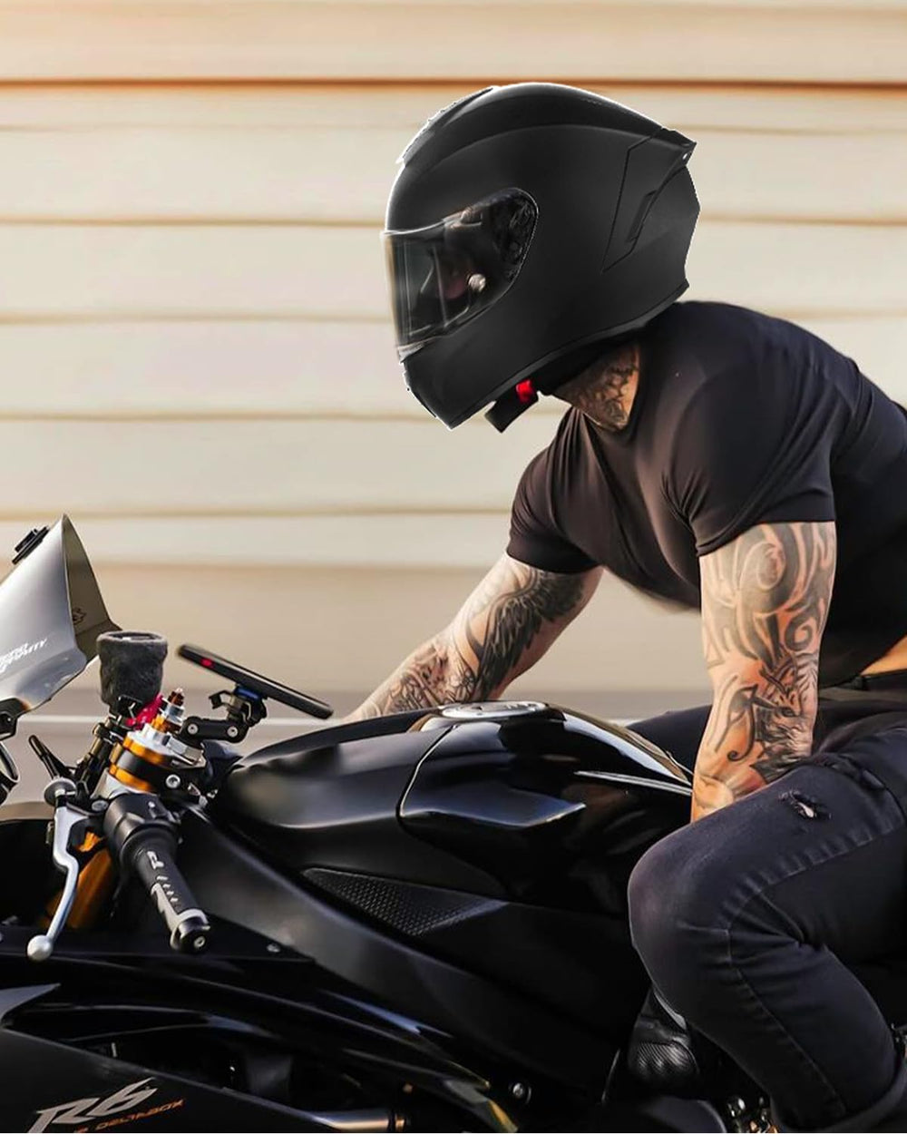 Favoto helmet next to ruler demonstrating size L fit and measurement clarity