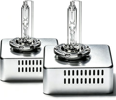 FAXCARS front view of D5S bulb pair showing packaging and plug-and-play benefit