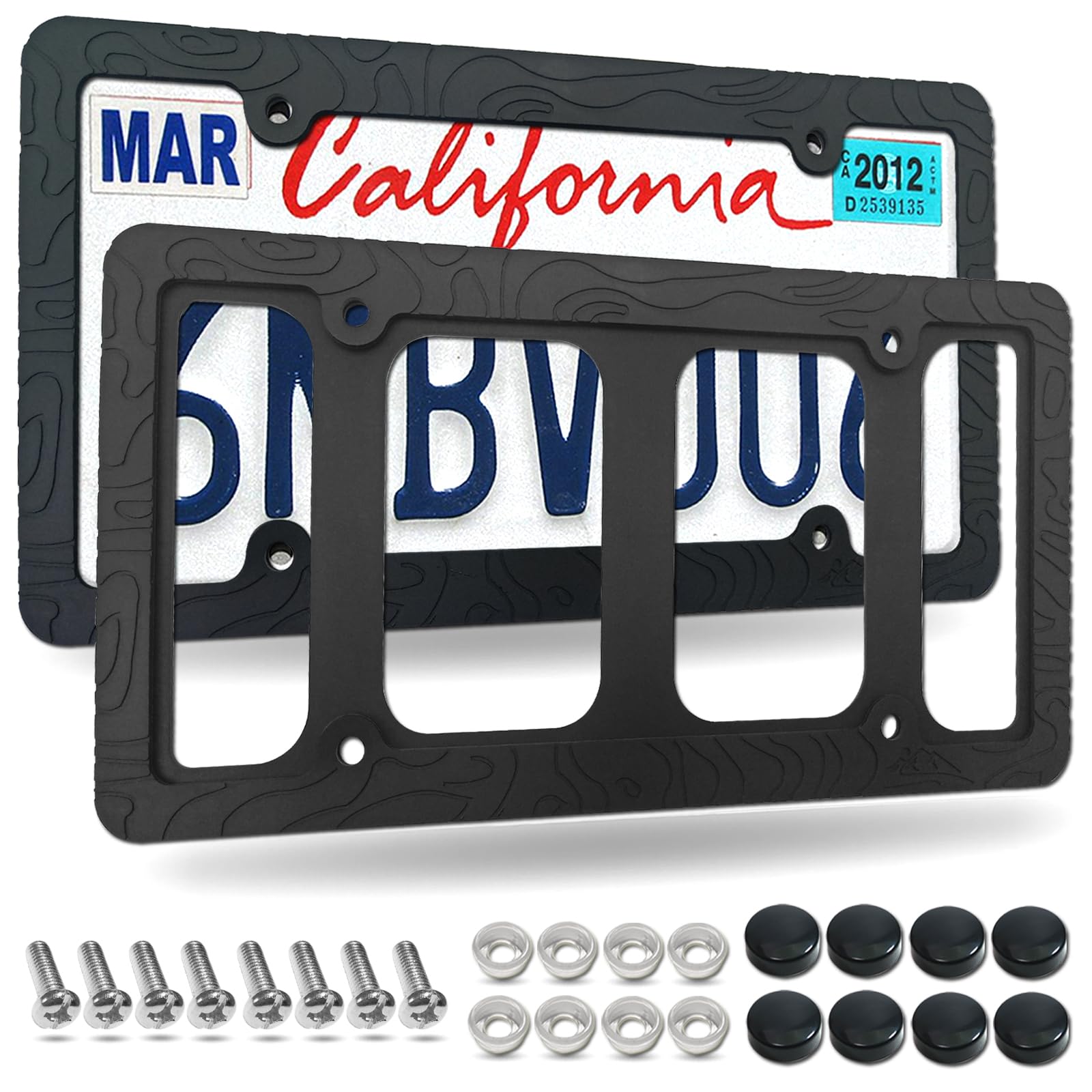 FBJTDQ front view of matte black silicone topography frame showing clean profile and protection