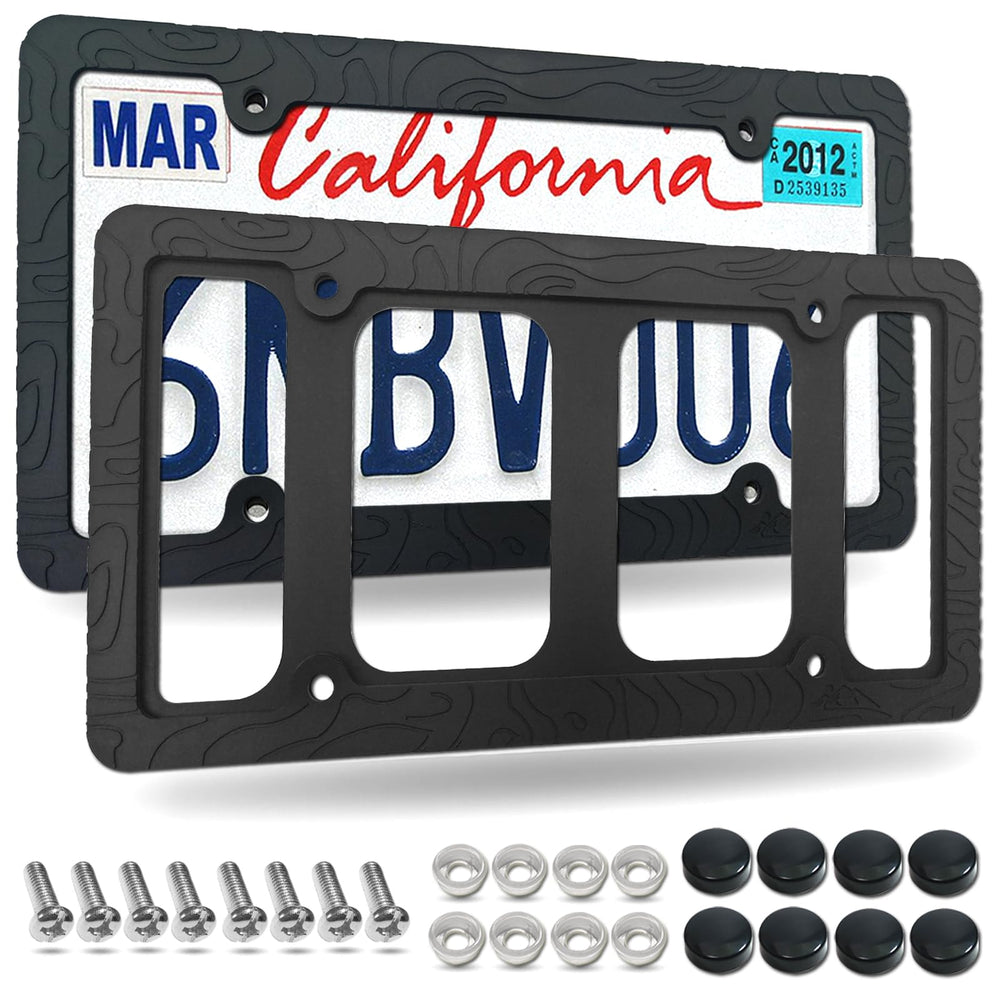 FBJTDQ front view of matte black silicone topography frame showing clean profile and protection