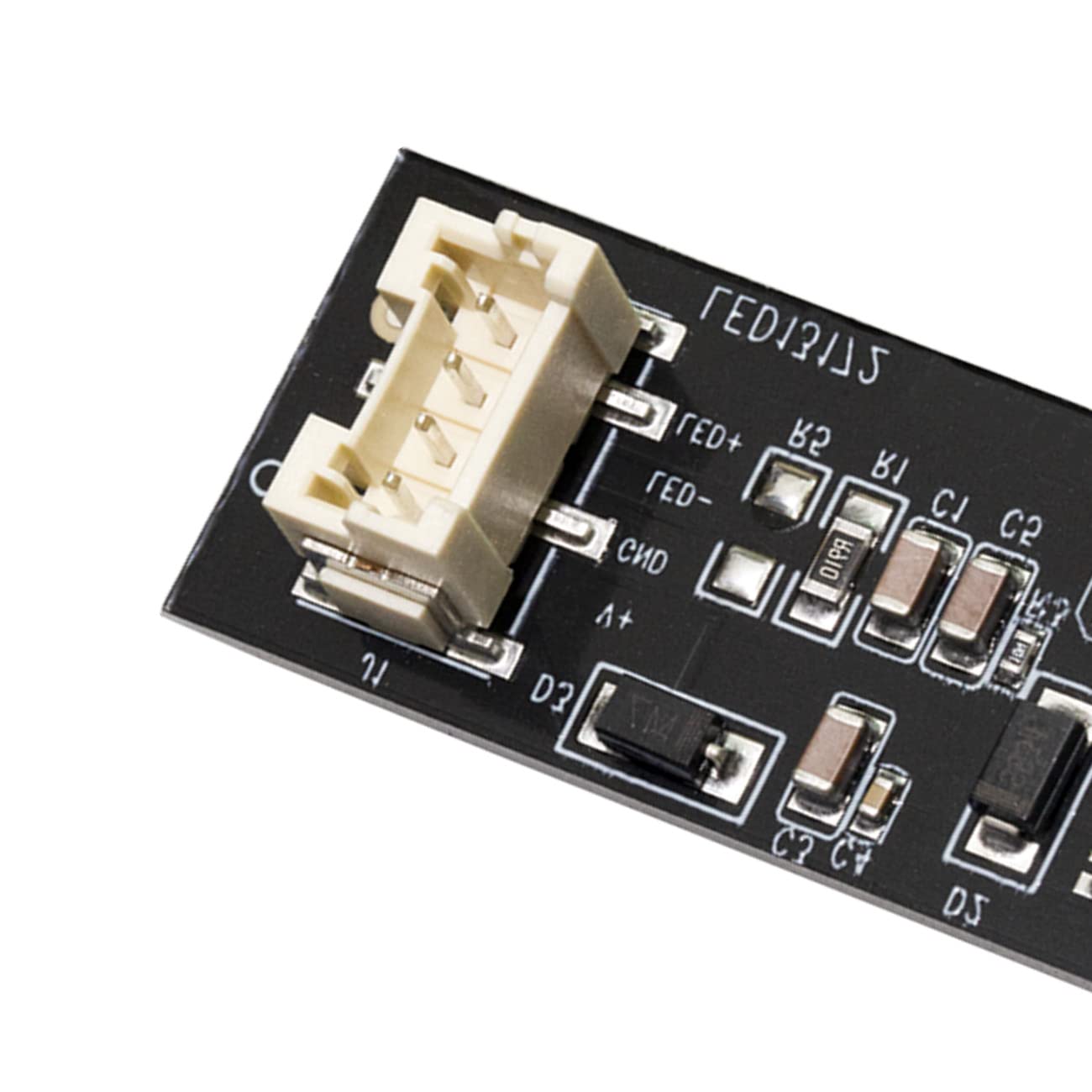 FBULWSEC driver board beside ruler showing compact size and fit