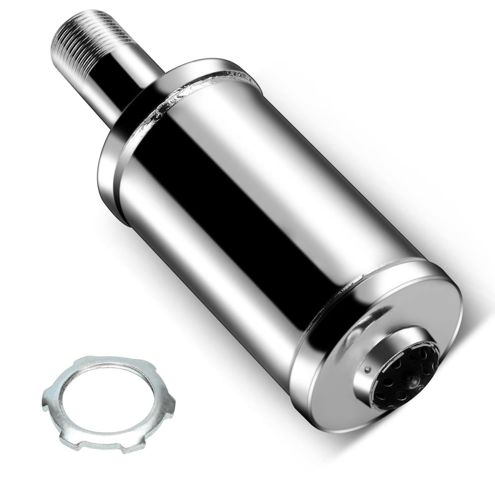 FVRITO front view chrome muffler showing polished finish and durable design