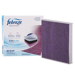 Febreze filter front packaging showing brand and model, highlighting odor control benefit