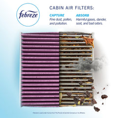 Febreze filter installed in vehicle cabin proving quick, tool-free replacement benefit