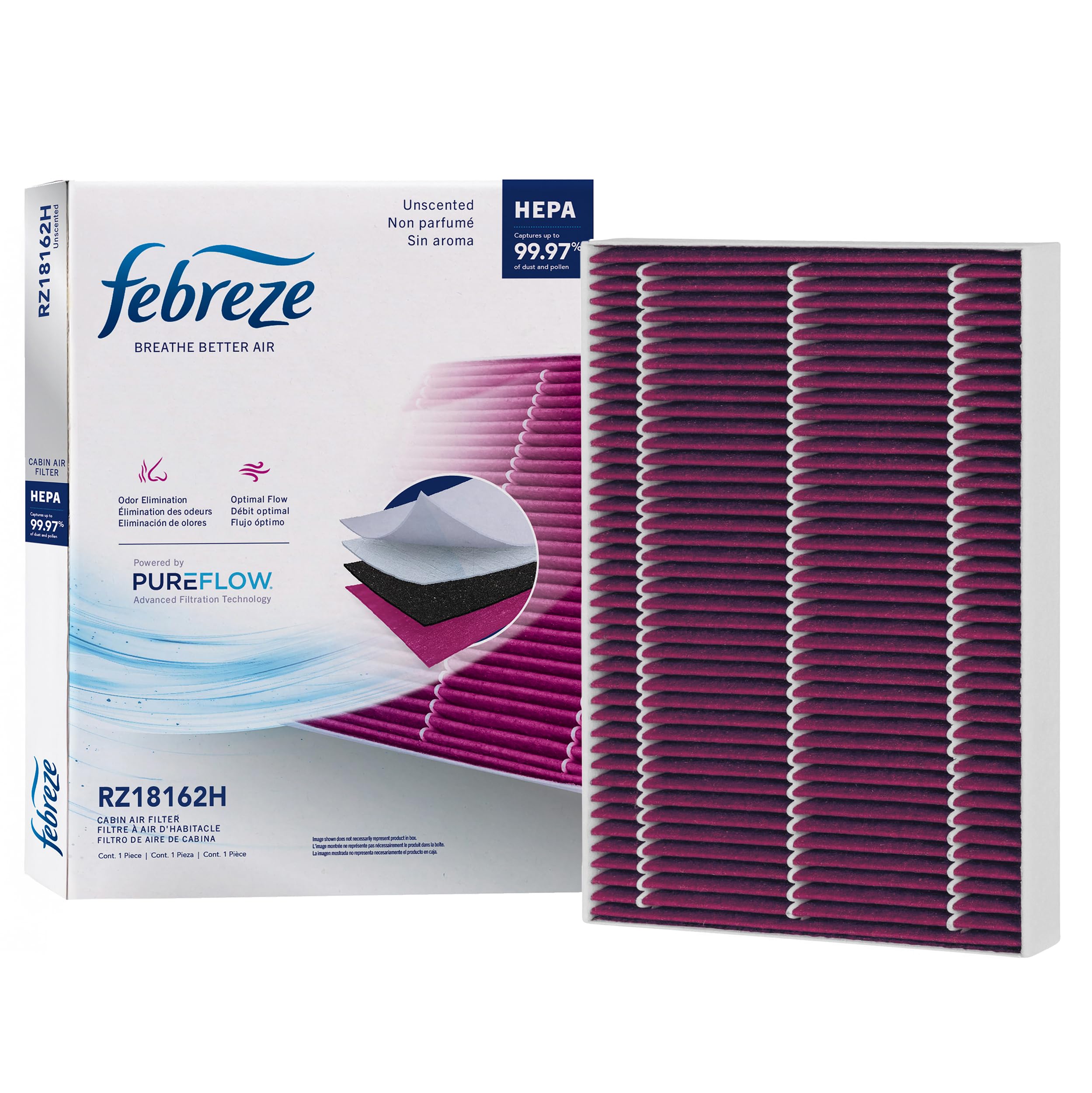 Febreze front packaging showing product branding and unscented benefit