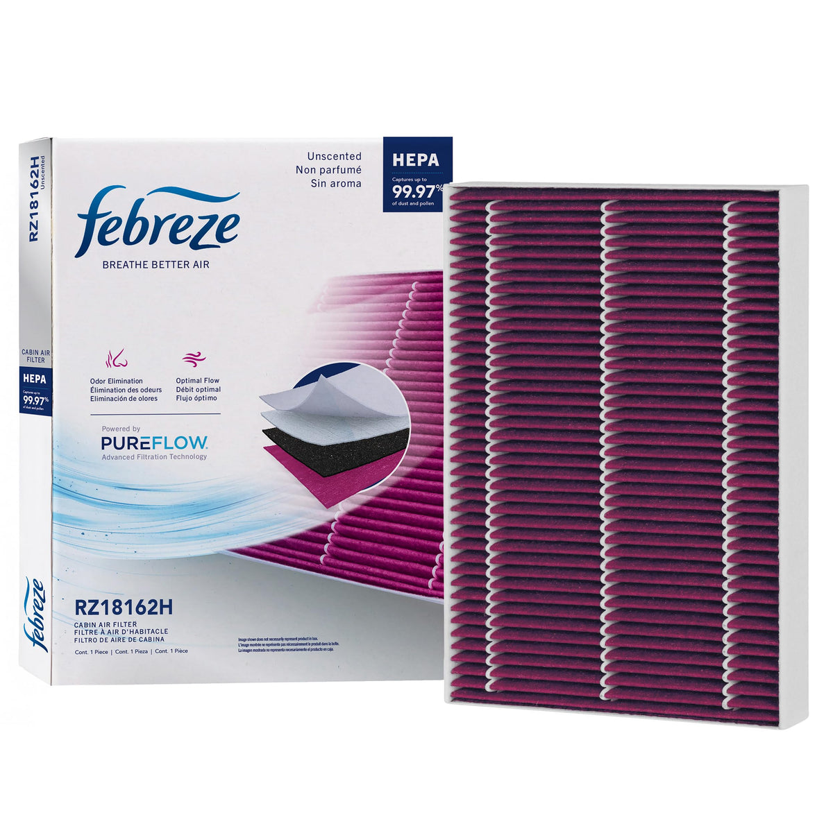 Febreze front packaging showing product branding and unscented benefit
