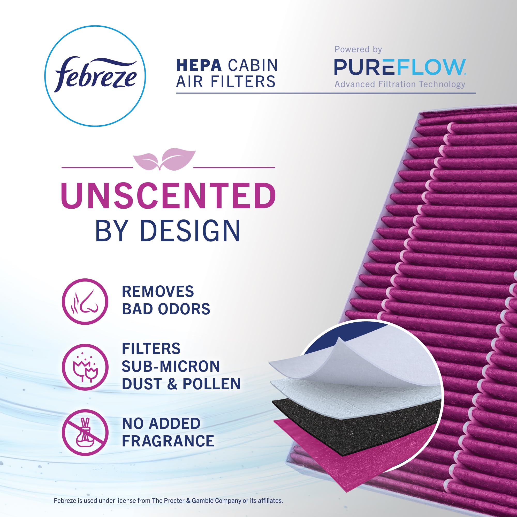 Febreze installed in vehicle glovebox area illustrating easy replacement benefit