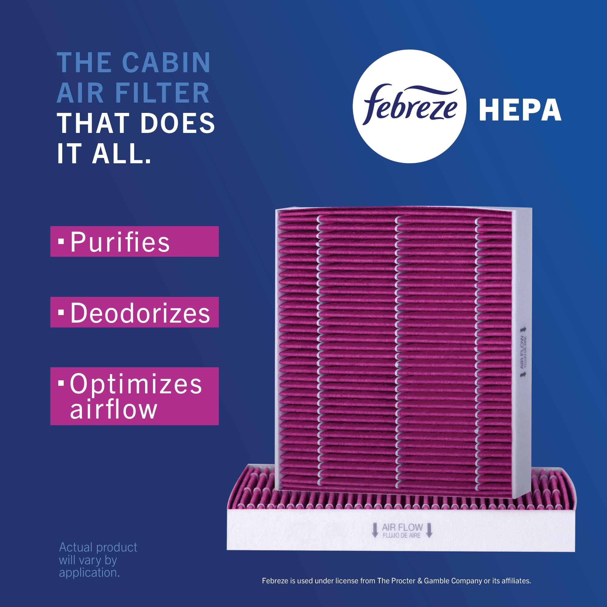 Febreze PUREFLOW beside ruler showing size and dimensions for fit verification