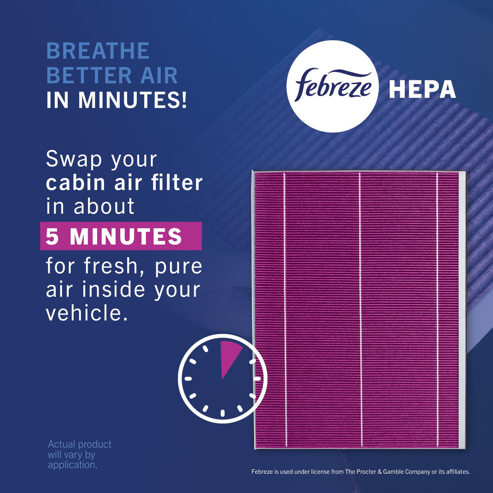Febreze PUREFLOW compatibility list graphic highlighting Dodge, Pontiac and Toyota fits