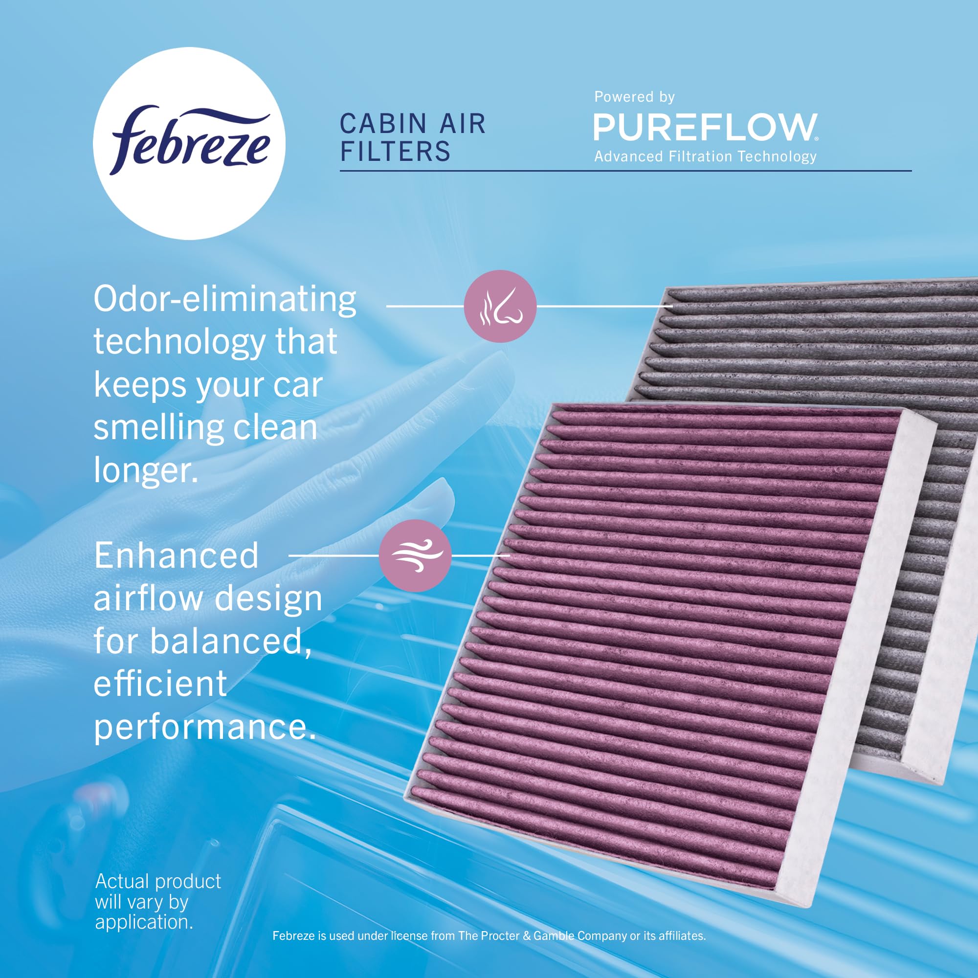 Febreze packaging QR code for vehicle-specific installation help