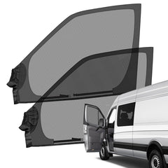 Federedevo front door screen on Sprinter showing sealed fit and ventilation benefit