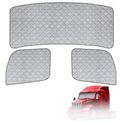 Federedevo front windshield cover on Peterbilt 579 showing full coverage and sun reduction