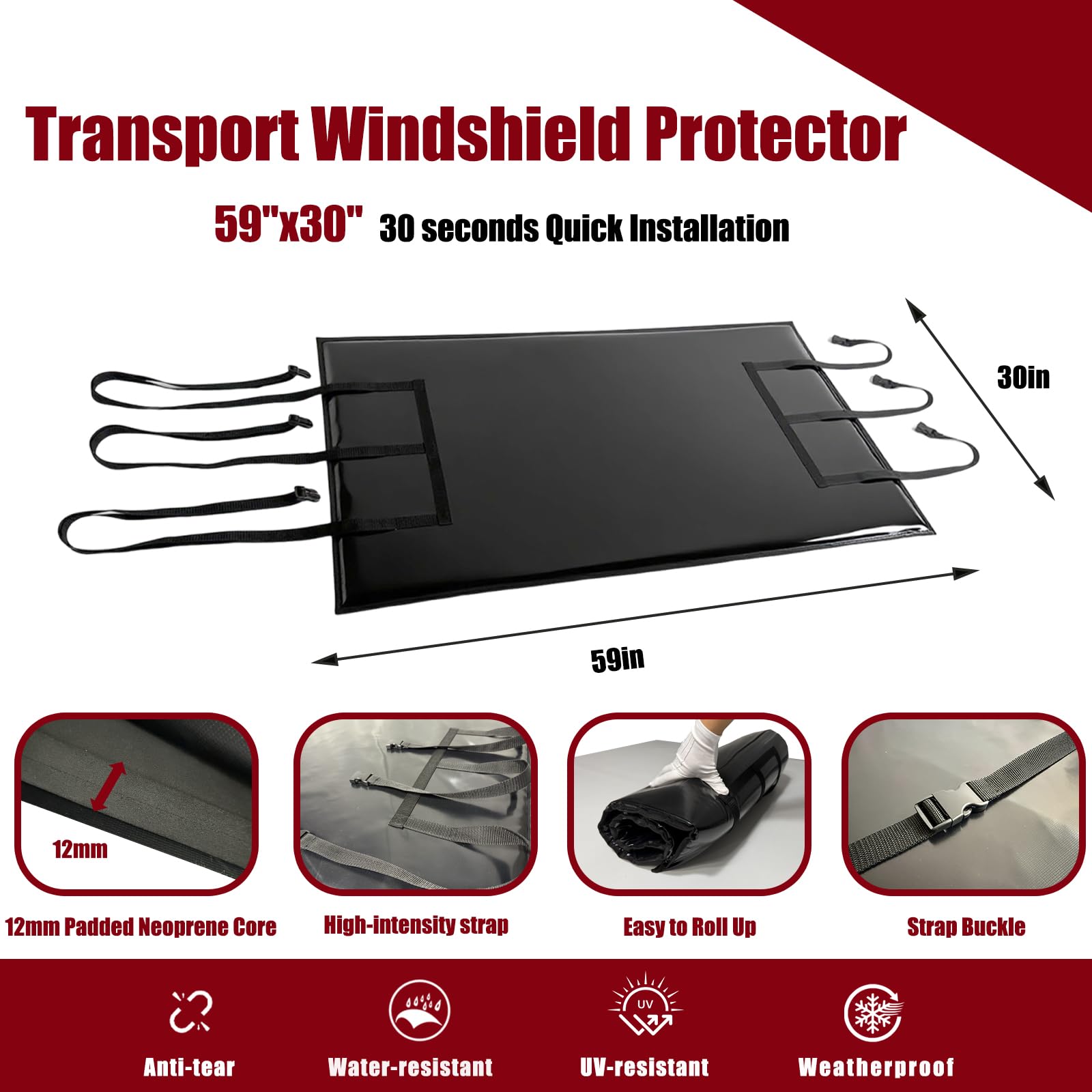 FEIJAZUM protector installed on UTV windshield for secure transport protection