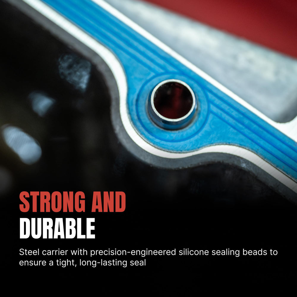 Fel-Pro close-up of silicone sealing beads illustrating precise bead placement benefit