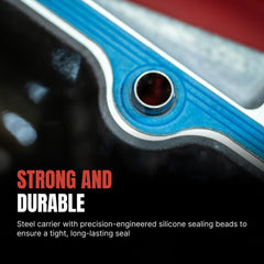 Fel-Pro close-up of silicone sealing beads illustrating precise bead placement benefit