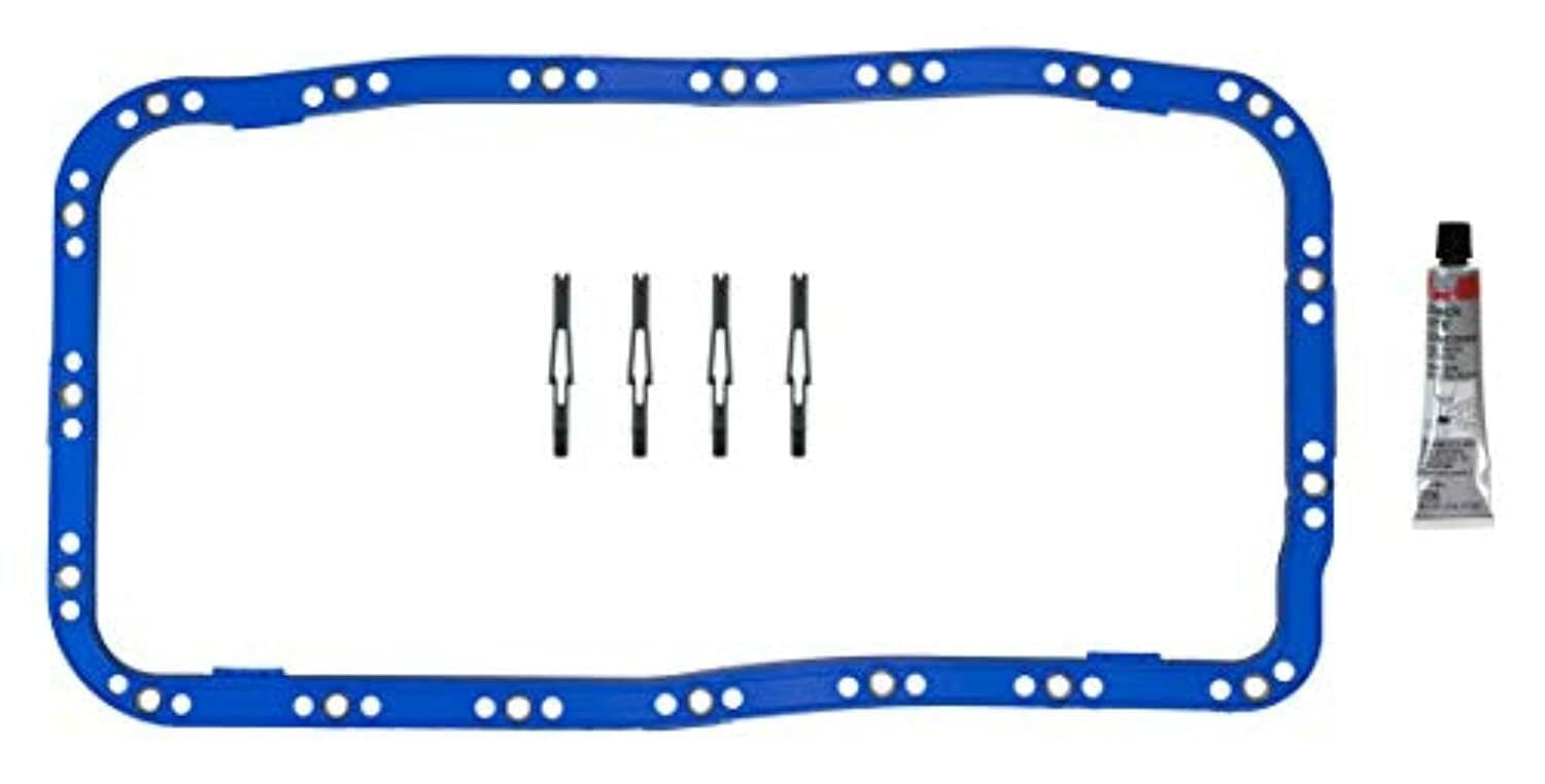 Fel‑Pro gasket installed on oil pan illustrating correct alignment and fit