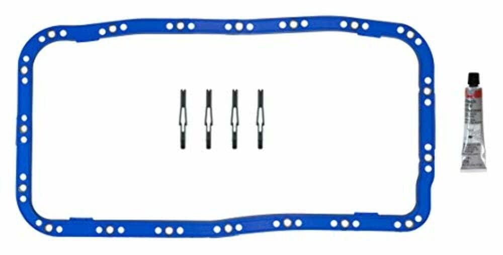 Fel‑Pro oil pan gasket front view showing complete one‑piece seal and easy fit