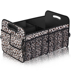 Femuar front view leopard print shows stylish organized storage