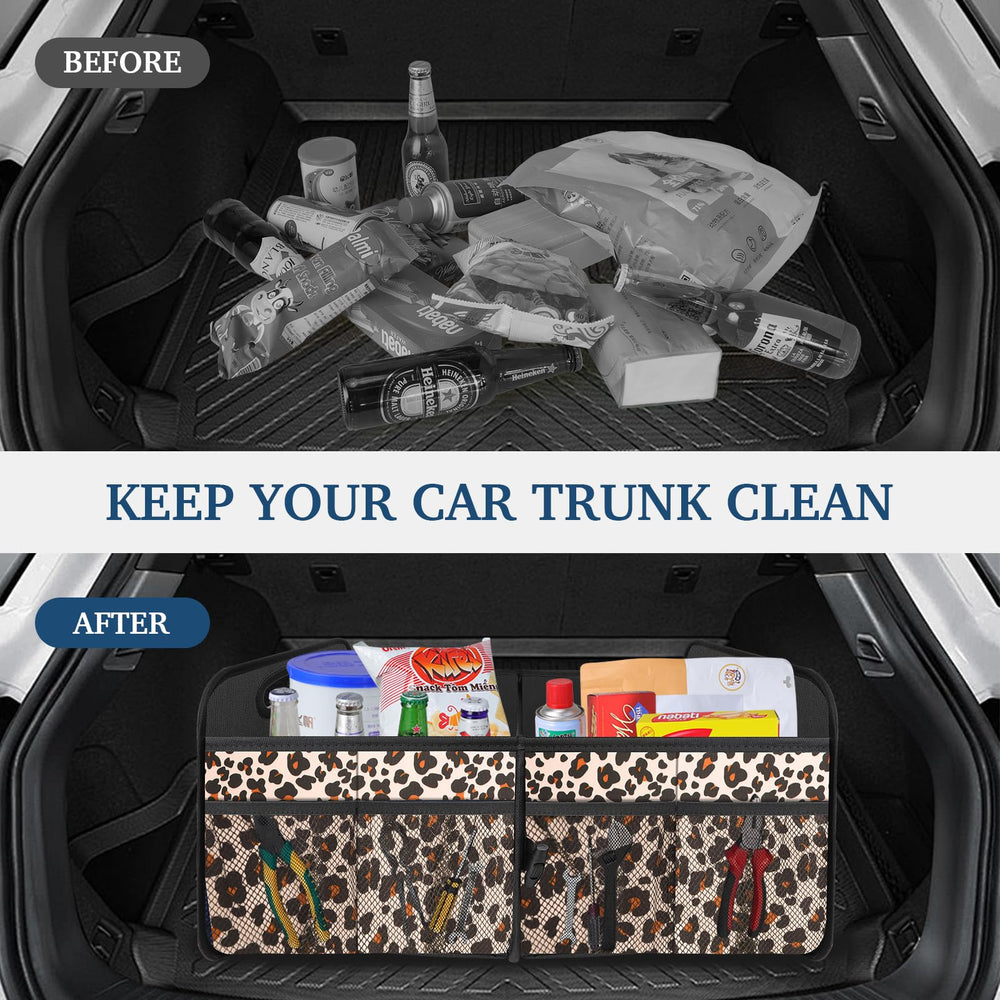 Femuar in SUV trunk loaded with groceries keeping items upright and tidy