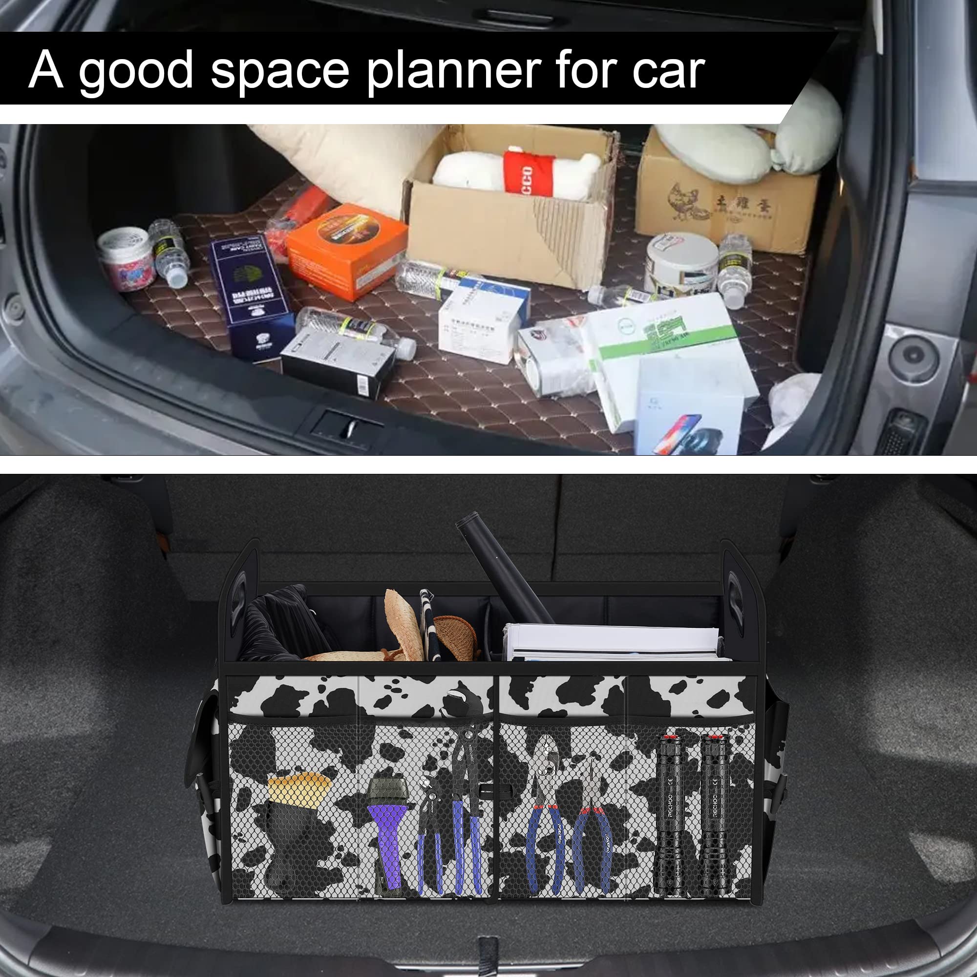 Femuar placed in car trunk with groceries secure and non-slip stability