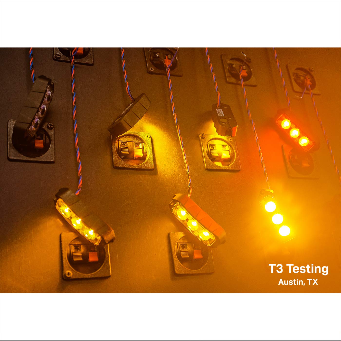 Feniex T3 size comparison with ruler illustrating compact footprint for tight spaces