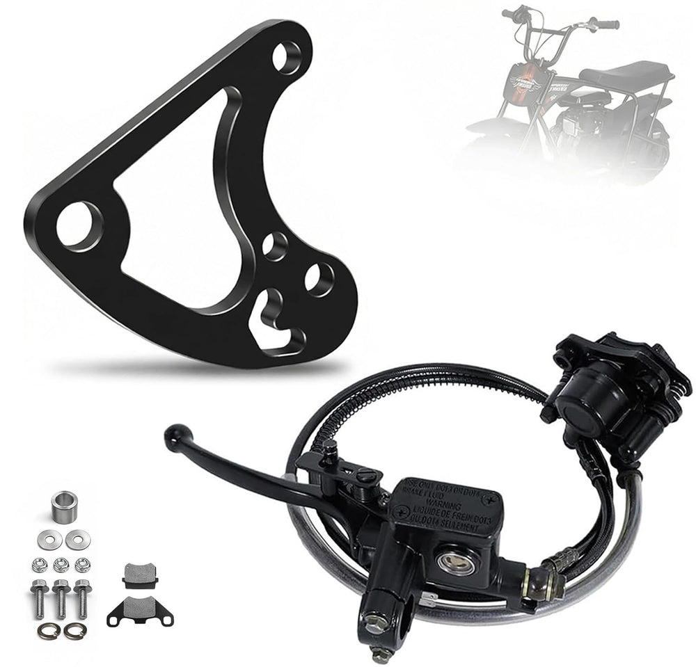 Feralmoto front view of full hydraulic brake kit showing complete components and upgrade benefit