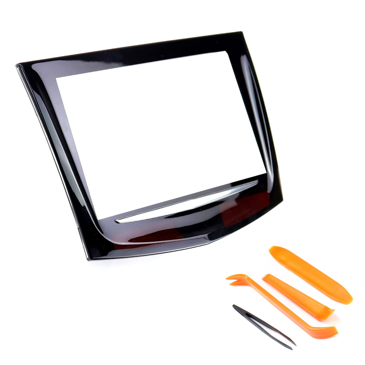 FEXON front view of Cadillac CUE screen showing clear display and easy replacement