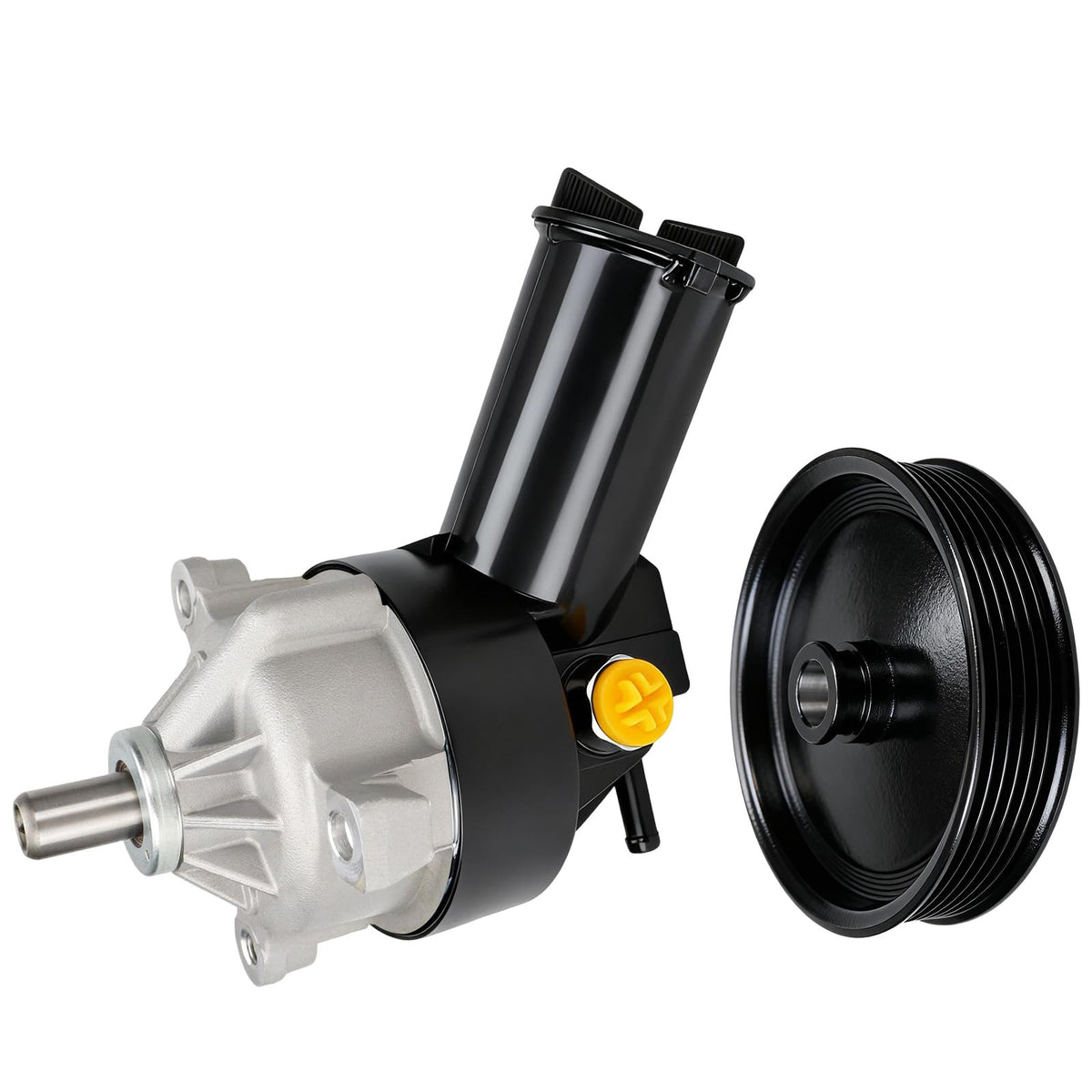 FEXON power steering pump front view showing mounting points and fast fit benefit