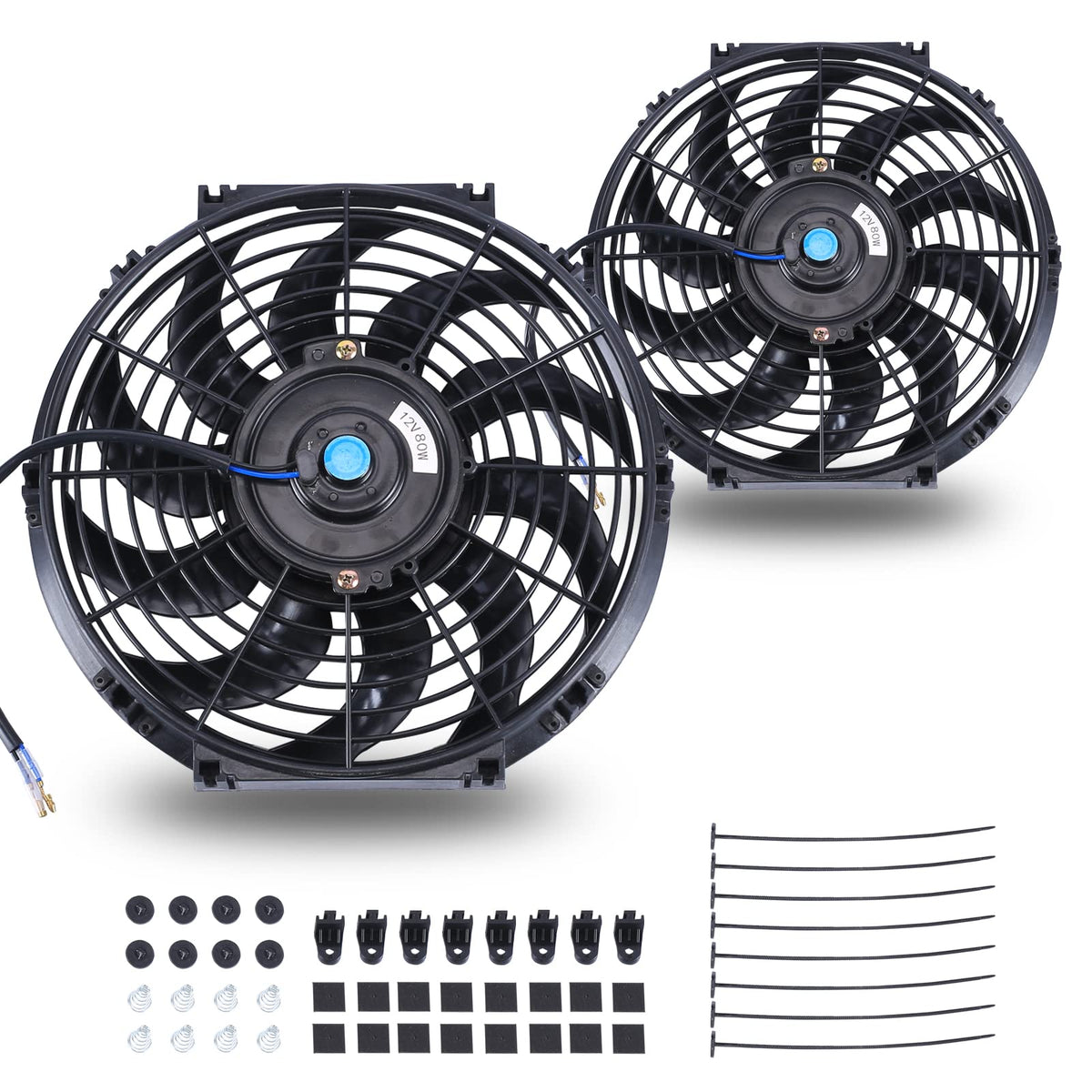 FGJQEFG front view of 12-inch fan showing slim profile and high airflow benefit