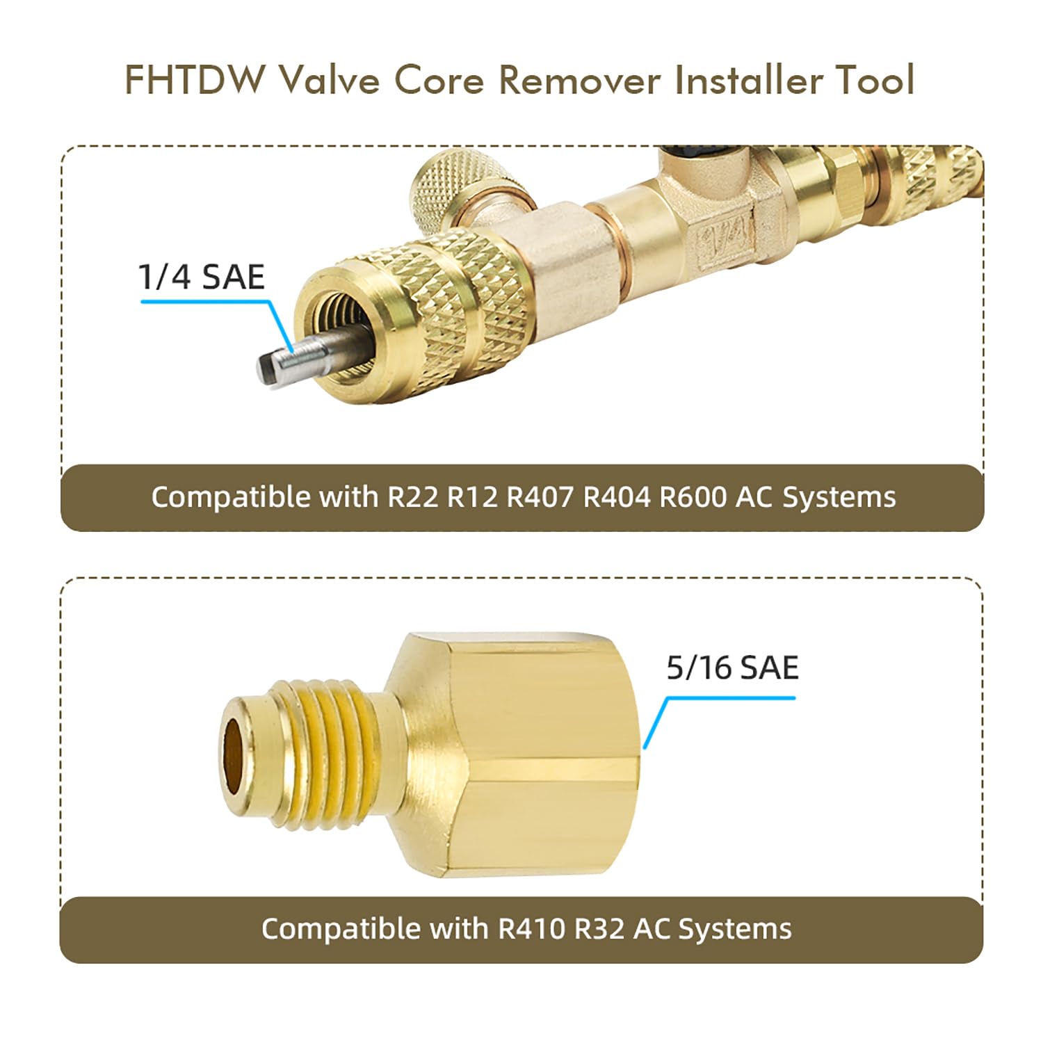 FHTDW tools in use on mini split demonstrating quick valve-core replacement benefit