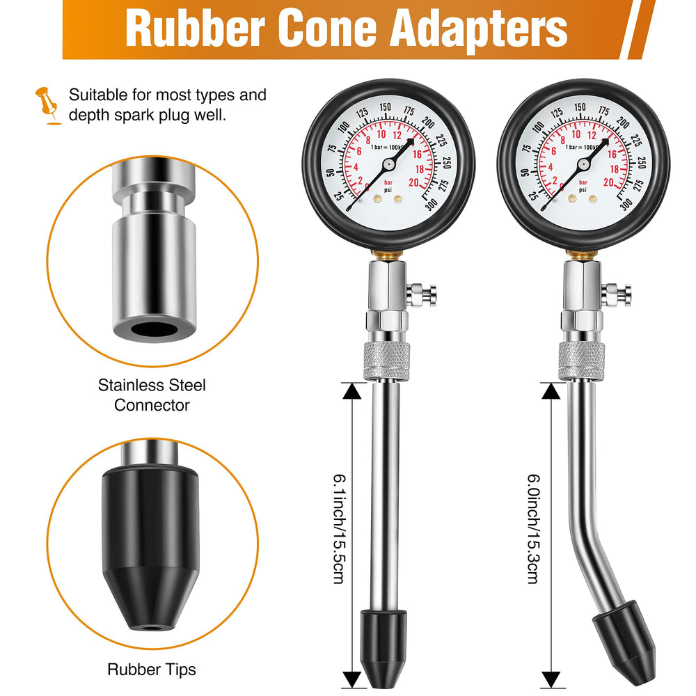 Fiada brass adapters and 14-inch hose laid out for universal fitment