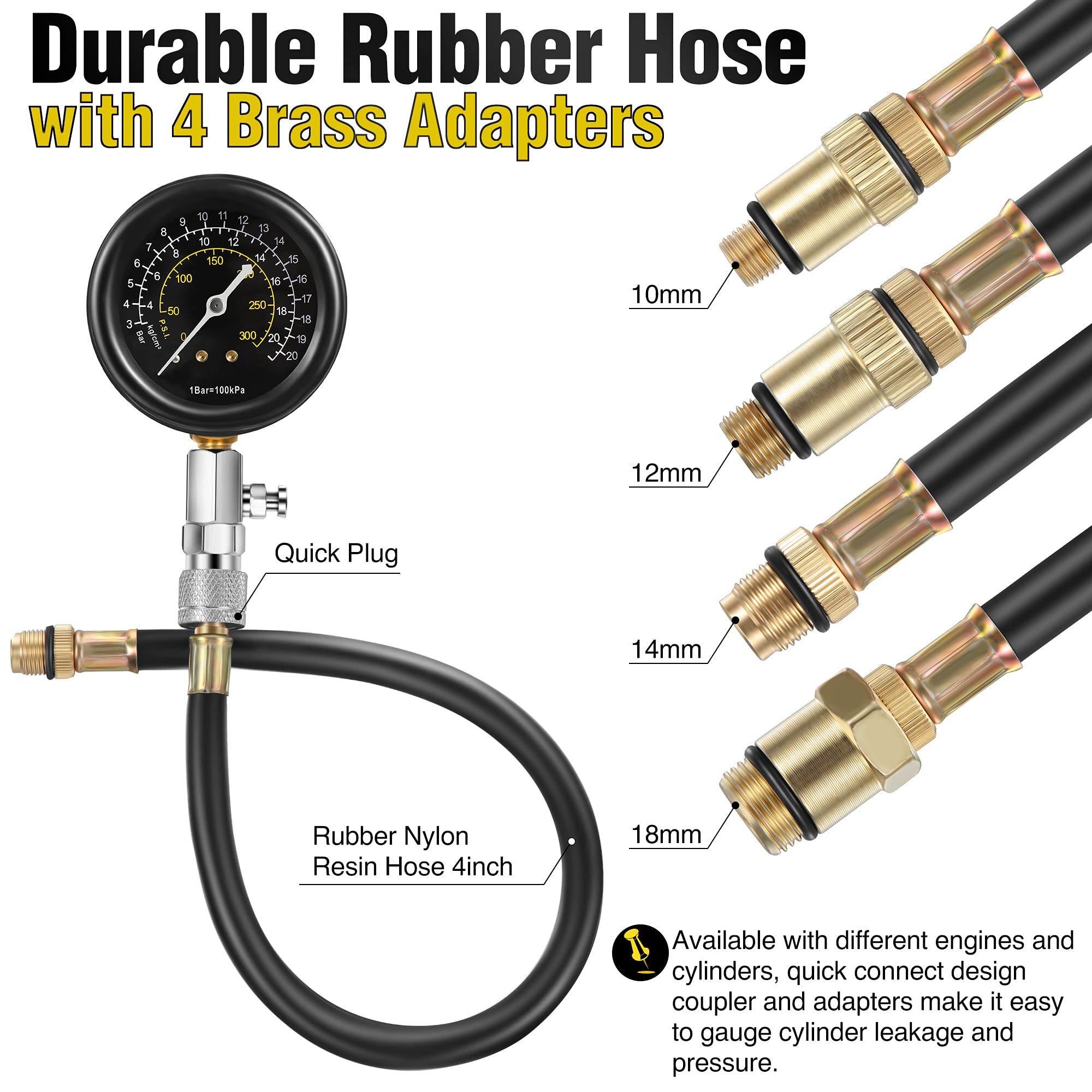 Fiada extension hose with rubber cone adapters for reaching recessed plugs