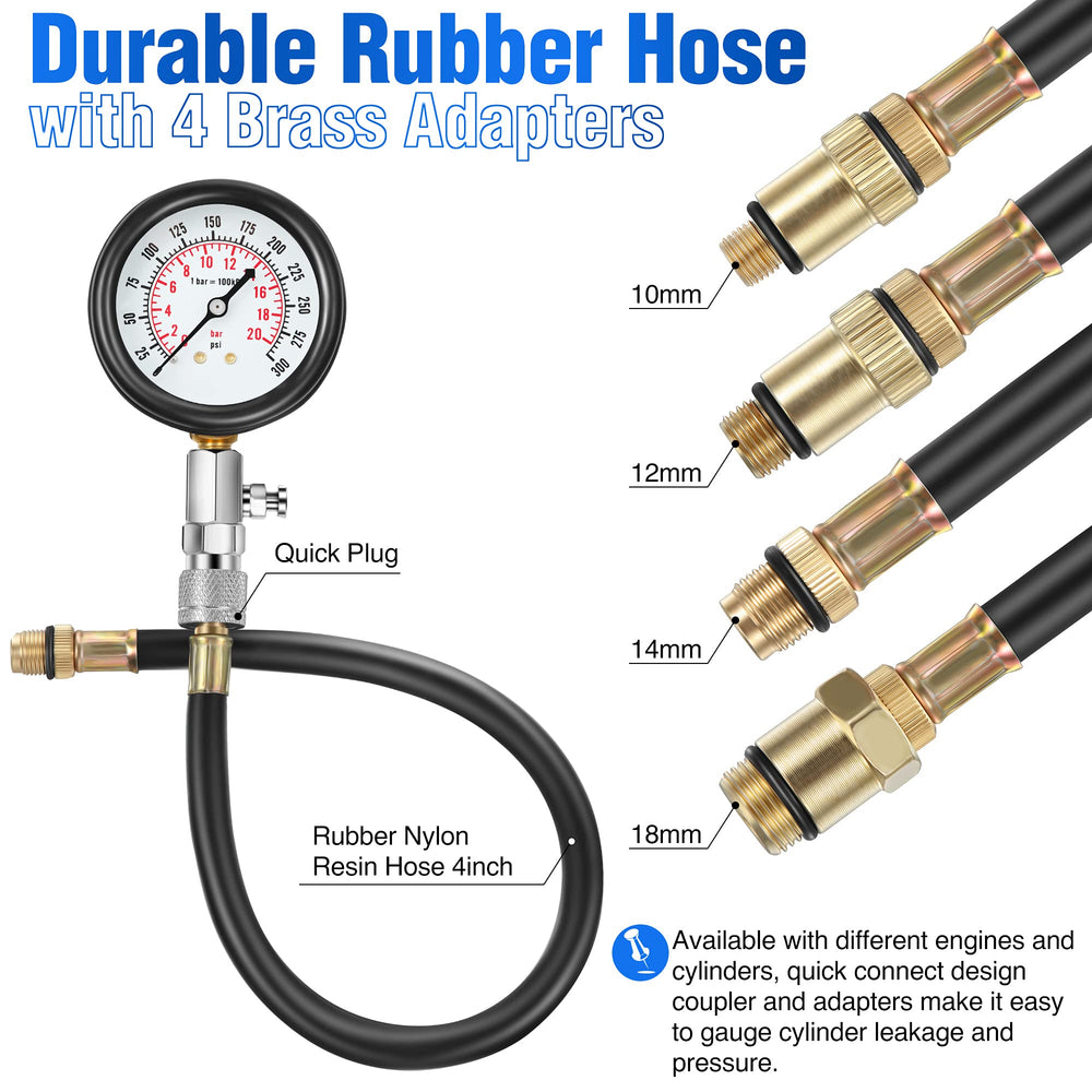Fiada extension hose and fittings layout for reaching recessed spark plug holes