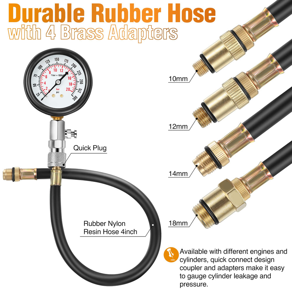 Fiada gauge attached to engine cylinder for live compression measurement